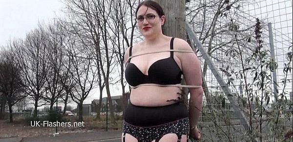  Chubby amateur flasher Alyss in public masturbation and outdoor exhibitionism of